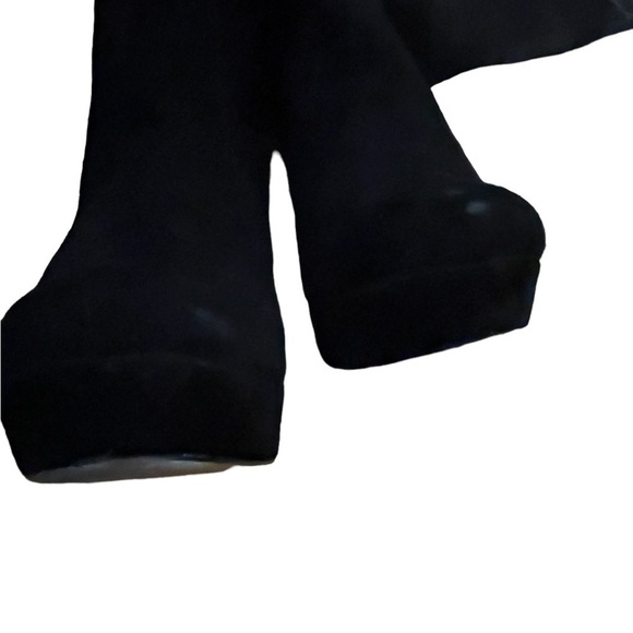 H by Halston Vintage Black Leather Suede over the Knee Platform Heel Boots 7.5 - Picture 4 of 11